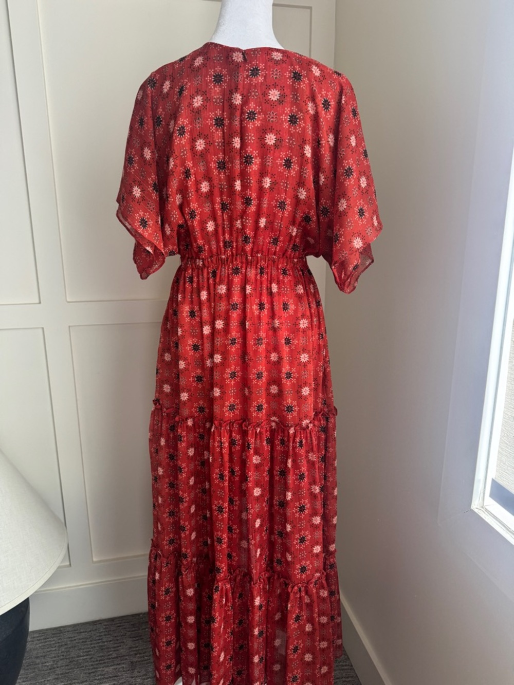 Misa Los Angeles Red Floral V-Neck Tiered Maxi Dress - Picture 8 of 10